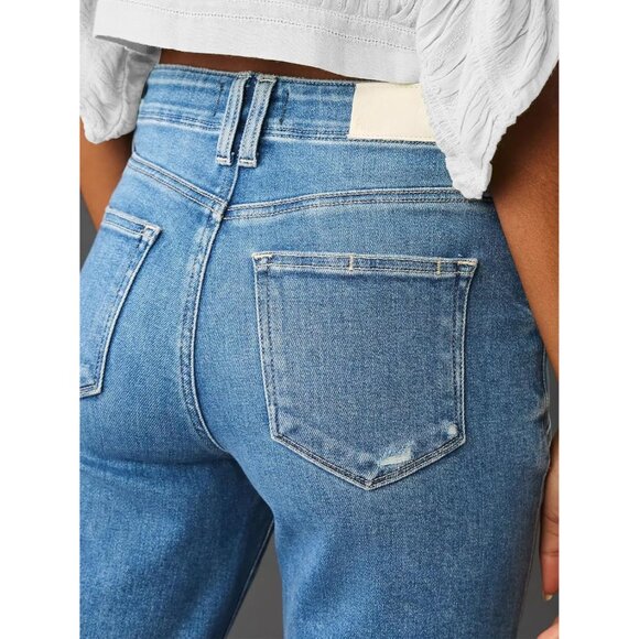 Women’s Wide Leg Jeans Stretchy High Waist Casual Denim Pants - Picture 5 of 5